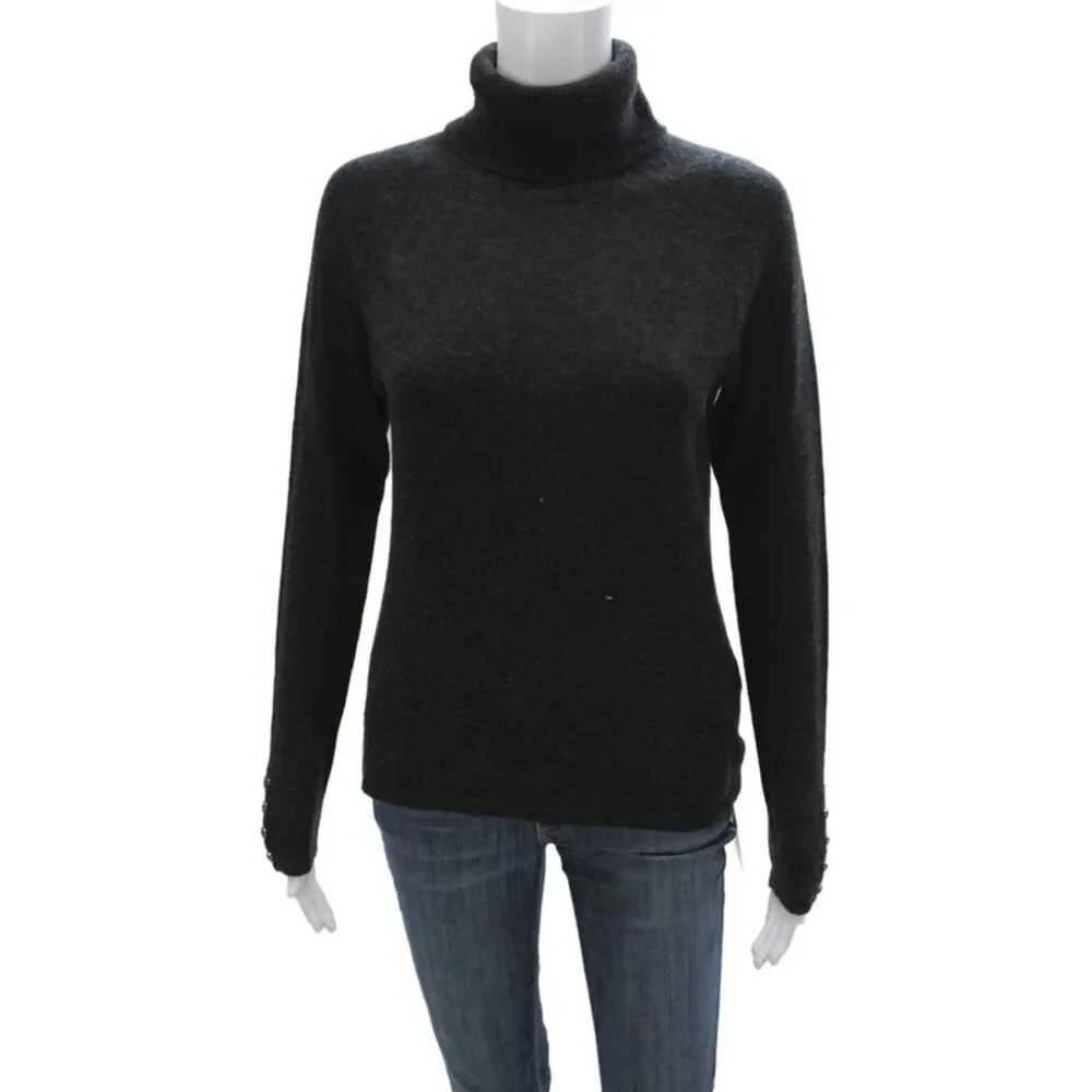 J. Mclaughlin Womens Gray Cashmere Turtleneck Pullover Sweater Size XS